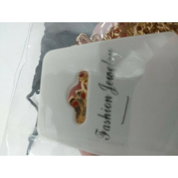 Coral Red Stone With Gold and CZ Accents Flower - Picture 4 of 5